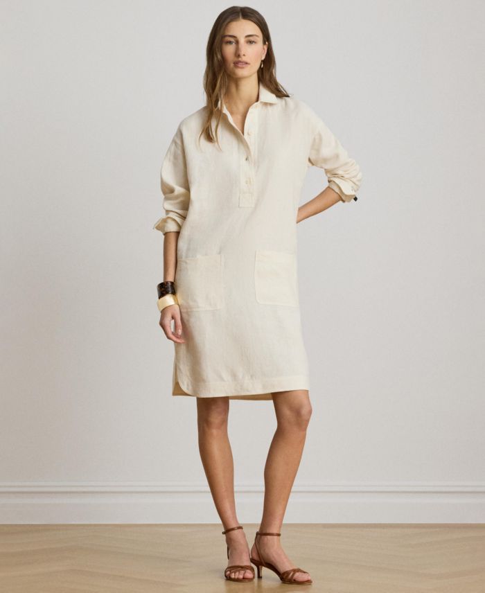 Lauren Ralph Lauren Women's Linen Spread Collar Long-Sleeve Shirt-Dress