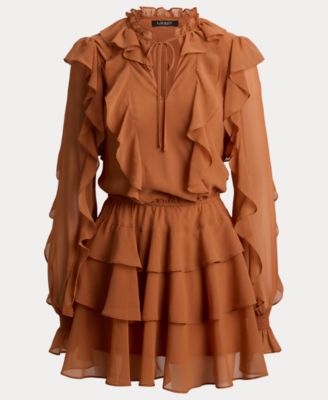 Lauren Ralph Lauren Women's Ruffle-Trim Tiered A-Line Dress - Macy's
