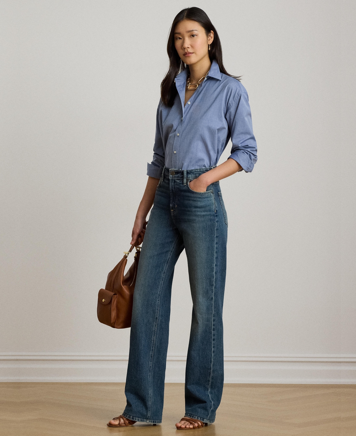 Lauren Ralph Women's Oversized Button Placket Shirt