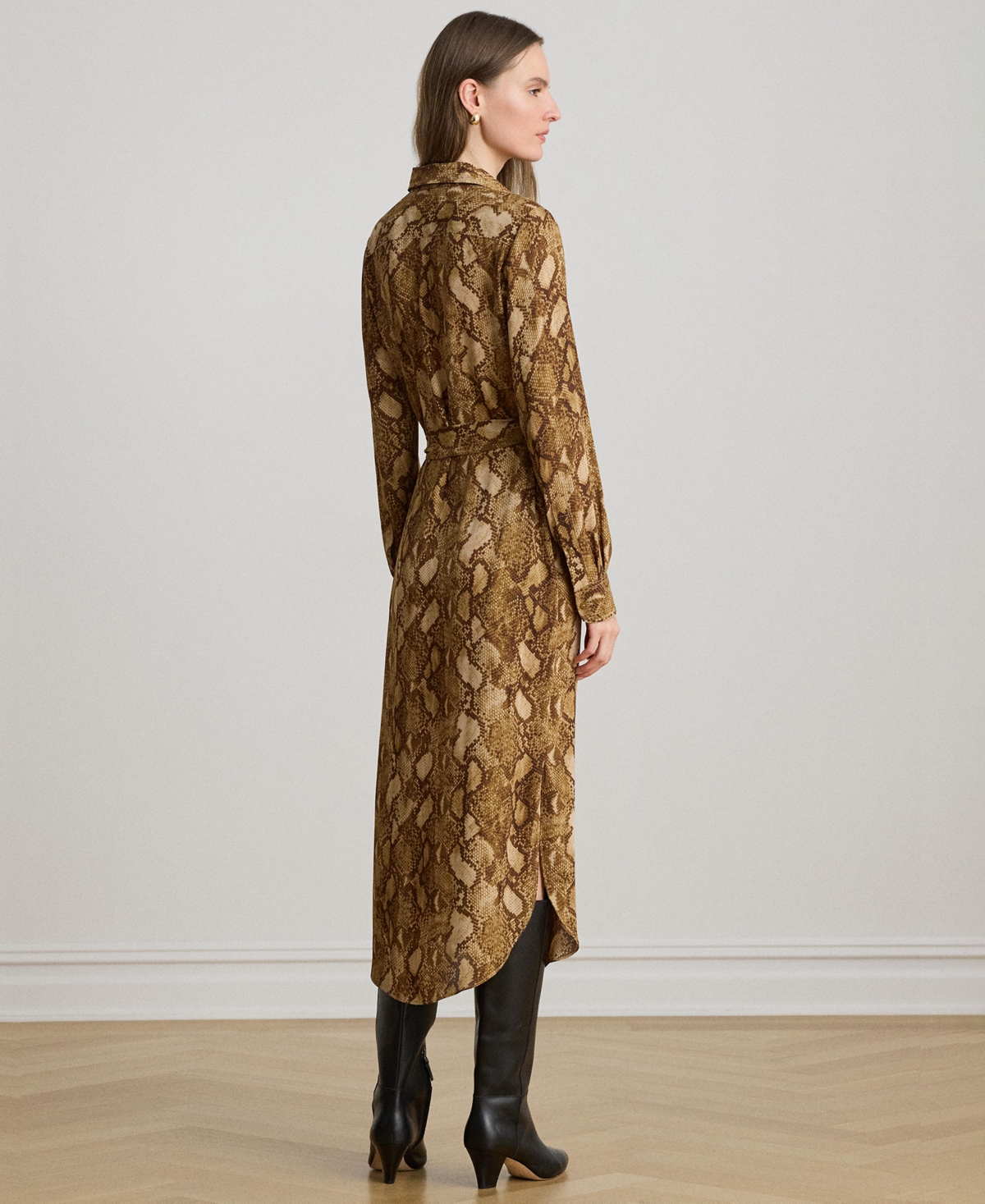 Lauren Ralph Women's Collared Long-Sleeve Shirt Dress