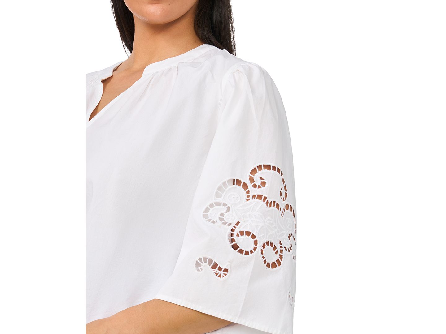 Женская блузка Vince Camuto Plus Size 3/4-Length-Sleeve V-Neck, цвет: Белый — фото 3