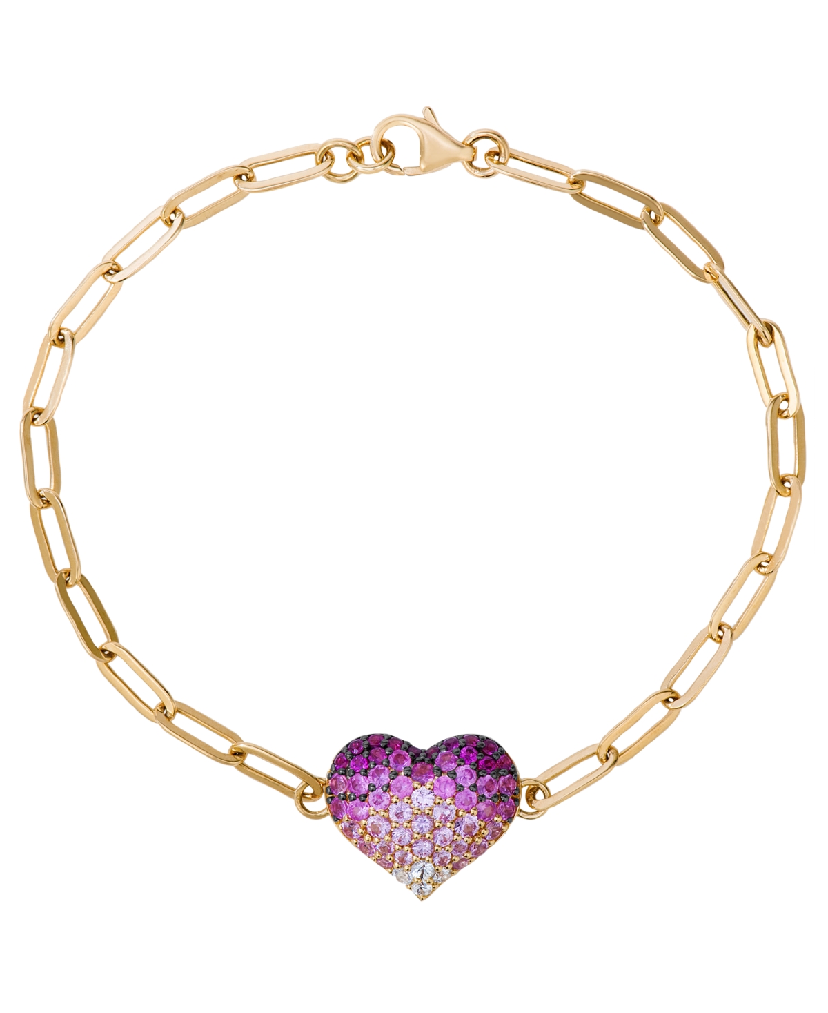 Le Vian Strawberry Ombre Sapphire Heart (1-3/8 ct. t.w.) & Vanilla Sapphire Bracelet in 14k Honey Gold
