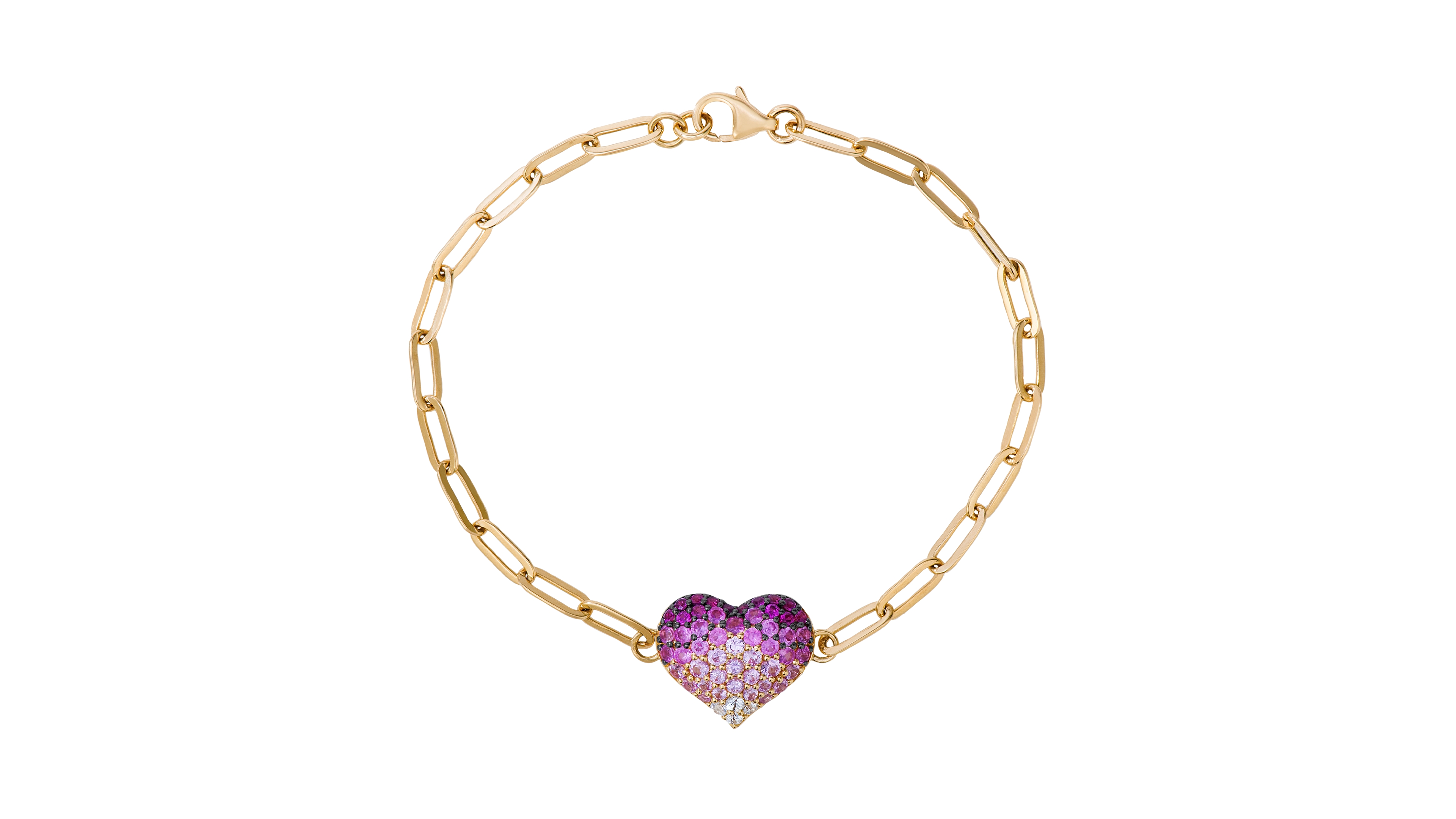 Le Vian Strawberry Ombre Sapphire Heart (1-3/8 ct. t.w.) & Vanilla Sapphire Bracelet in 14k Honey Gold