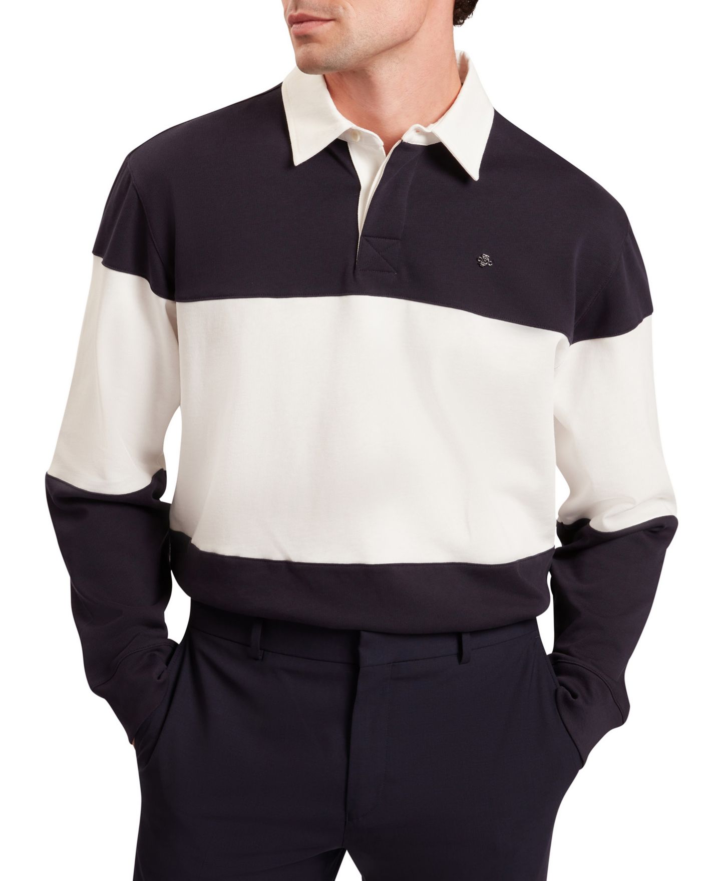 Мужское поло Ted Baker Collared Regular-Fit Stripe Polo Shirt, цвет: Тёмно-синий — фото 3