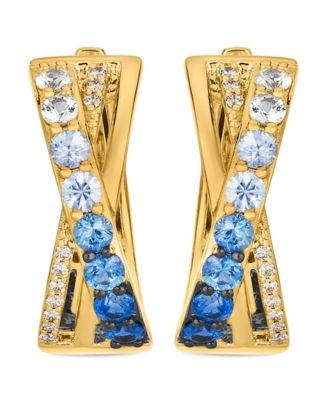 Denim Ombr&eacute; Sapphire (1 ct. t.w.), Vanilla Sapphire & Nude Diamond (1/10 ct. t.w.) Earrings in 14k Honey Gold