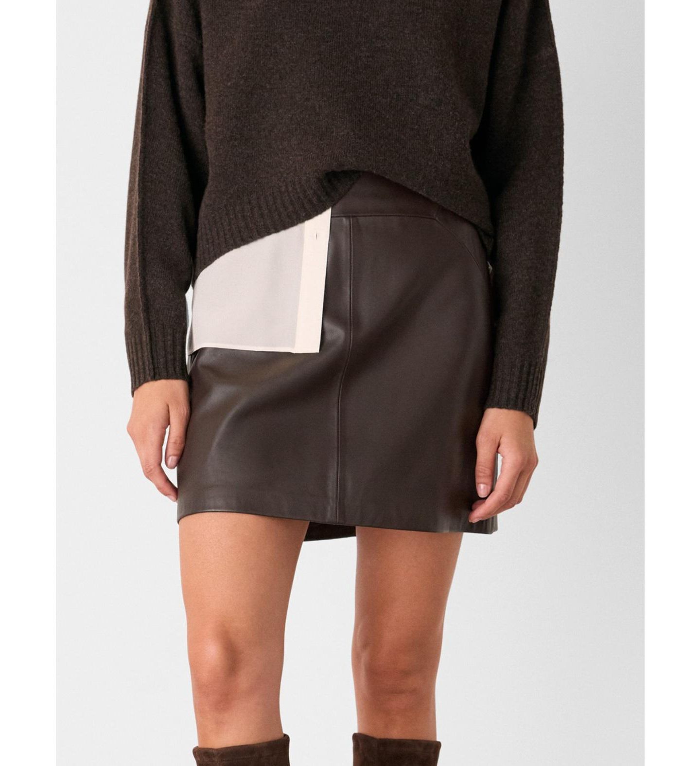 Женская юбка Whistles Leather A Line, цвет: Ржавый / Медный — фото 2
