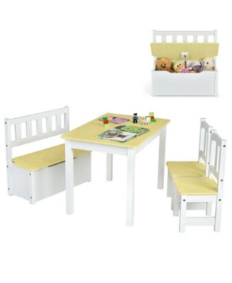 Kids Wooden Table and Chairs Set 4 Piece with Study Desk