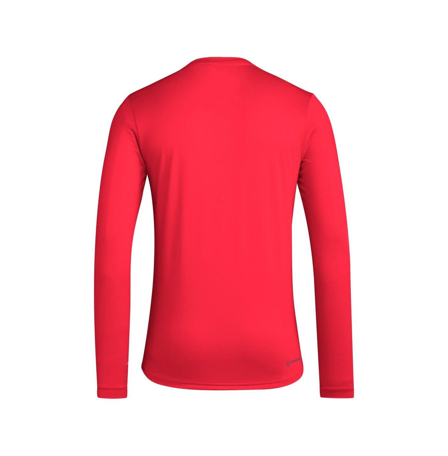 Мужская футболка adidas Red NC State Wolfpack On-Court Pregame Long Sleeve — фото 3