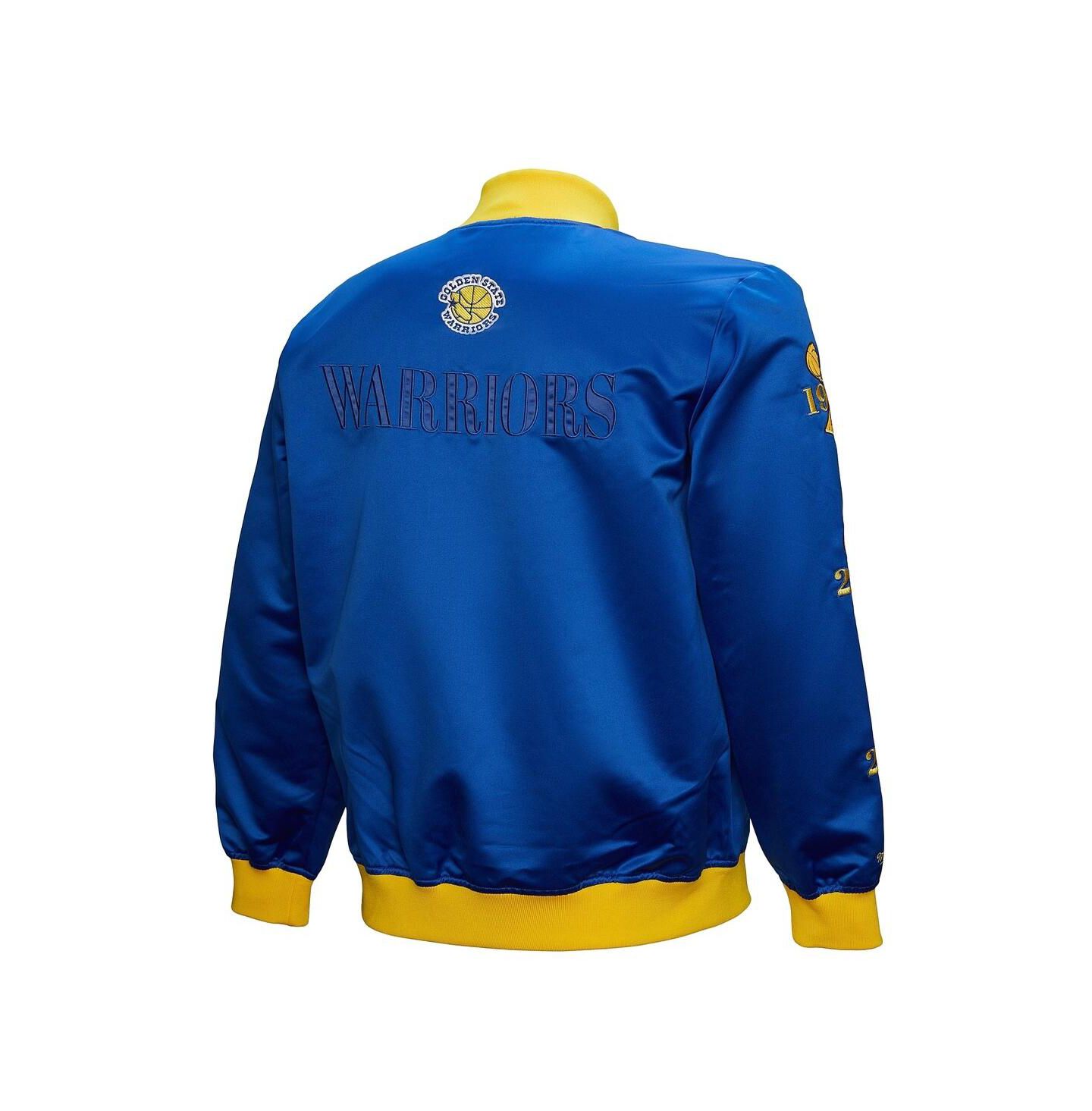Мужская куртка Mitchell & Ness Royal Golden State Warriors Hardwood Classics Team OG 3.0 Lightweight Satin Full-Snap — фото 3