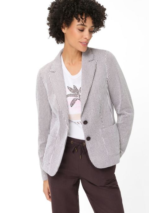 Женский пиджак Olsen Seersucker Blazer, цвет: Тёмный коричневый