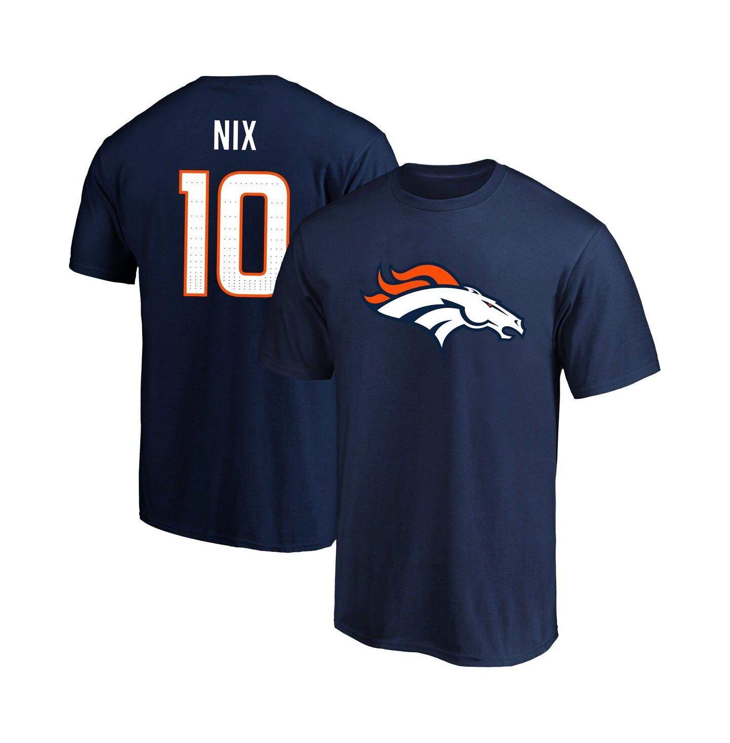 Мужская футболка Fanatics Bo Nix Navy Denver Broncos Big & Tall Player Name & Number — фото 1