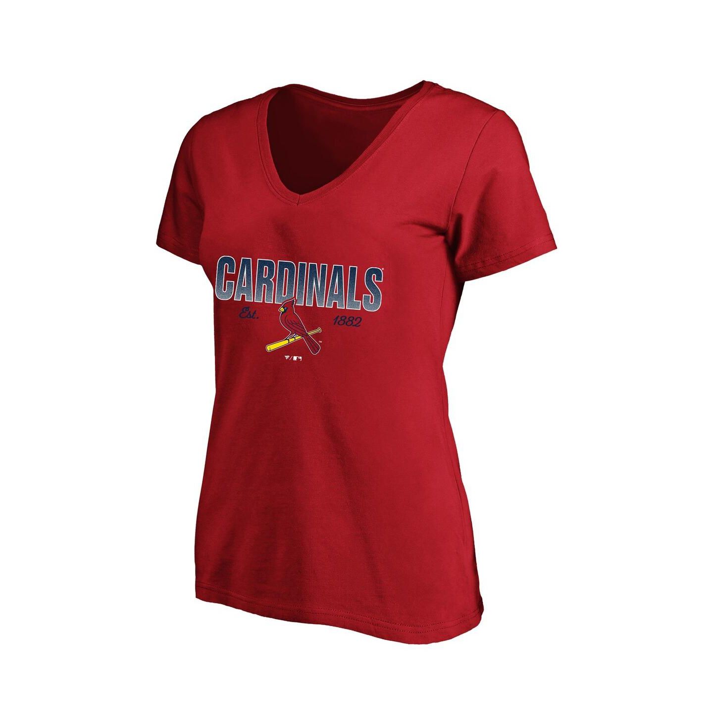 Женская футболка Fanatics Profile Red St. Louis Cardinals Plus Size Wordmark V-Neck — фото 1