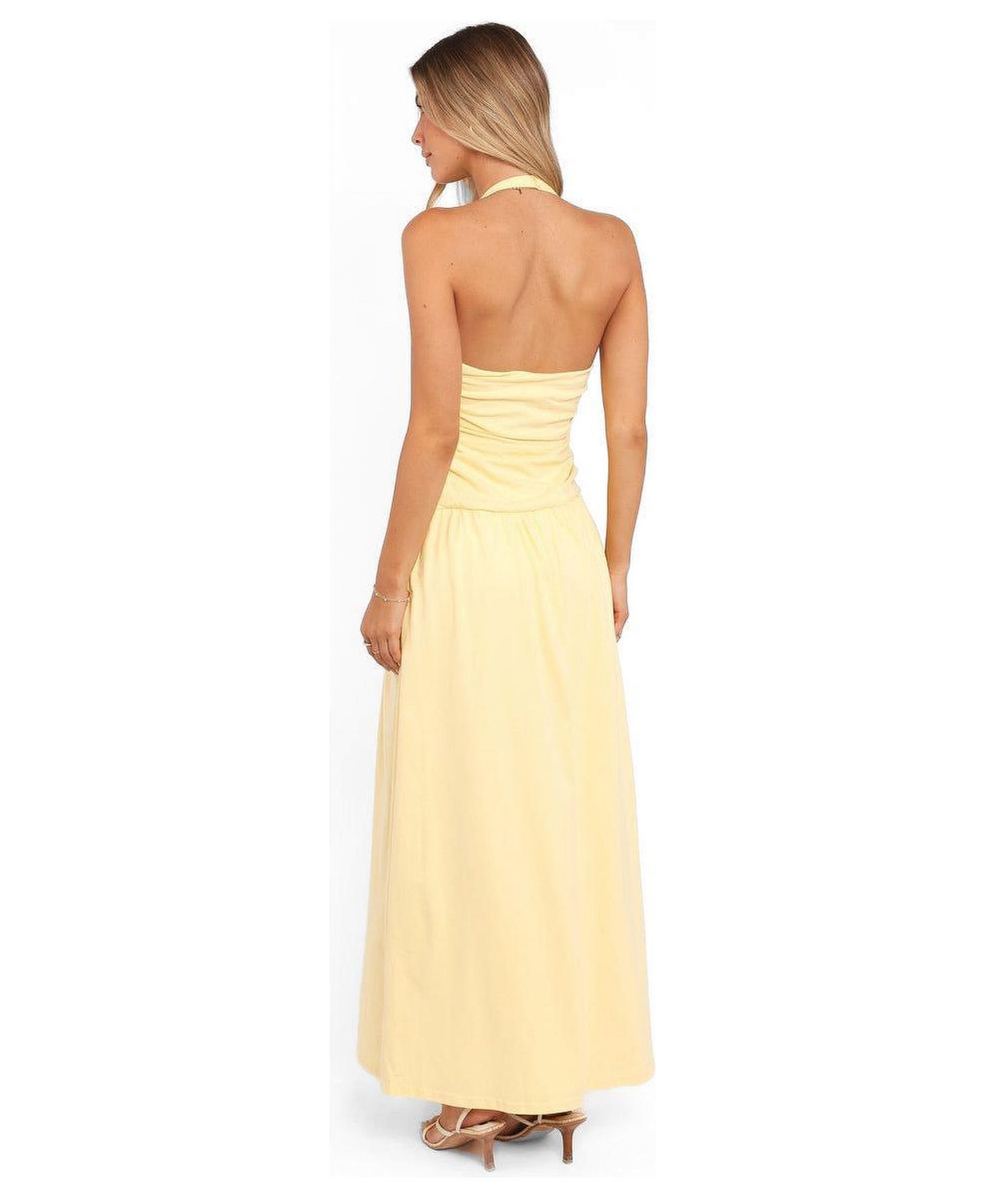 Женское платье Petal and Pup Emalia Halter Maxi, цвет: Бледный жёлтый — фото 3