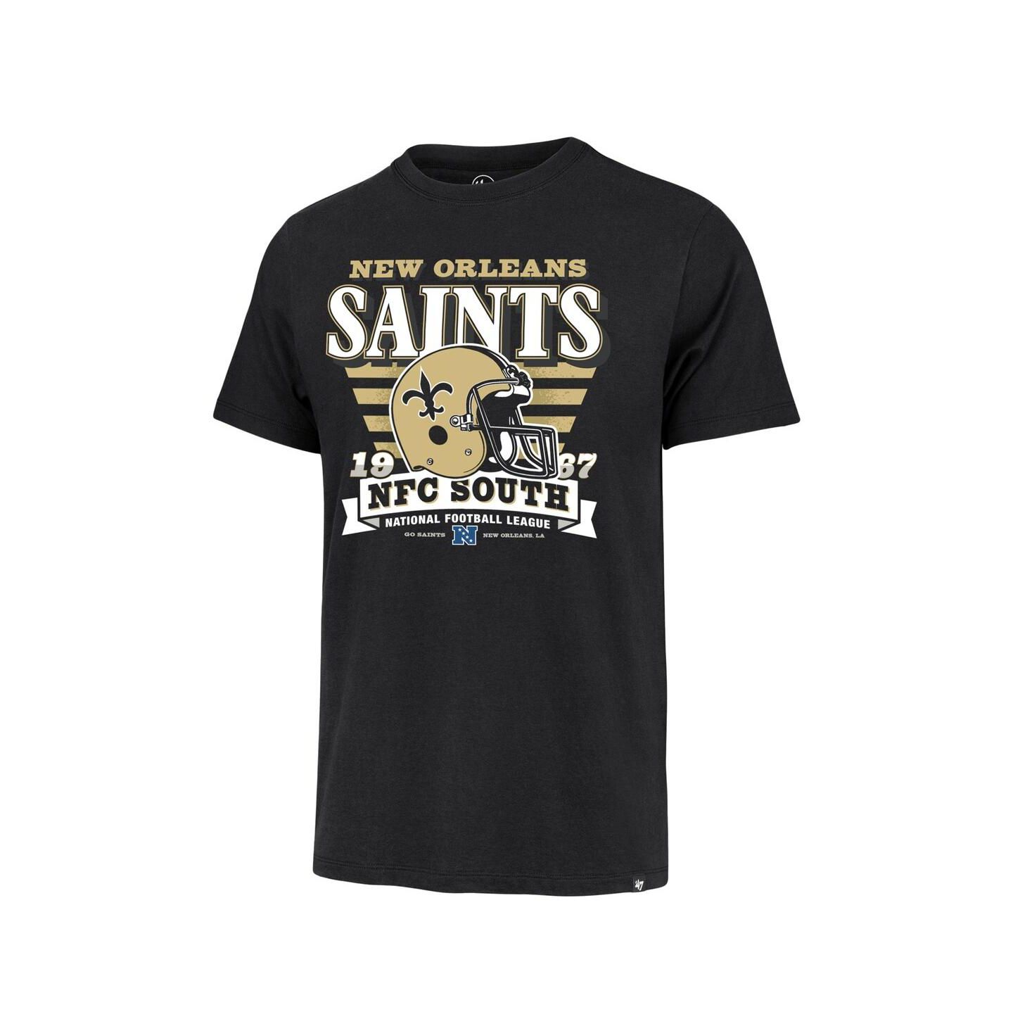 Мужская футболка '47 Brand Black New Orleans Saints Stripe Splash Franklin Throwback — фото 2