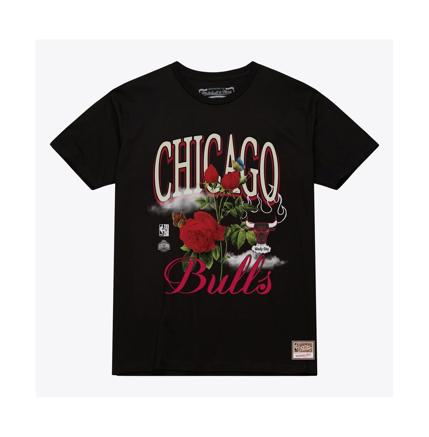 Футболка Mitchell & Ness Black Chicago Bulls Floral Graphic — фото 1