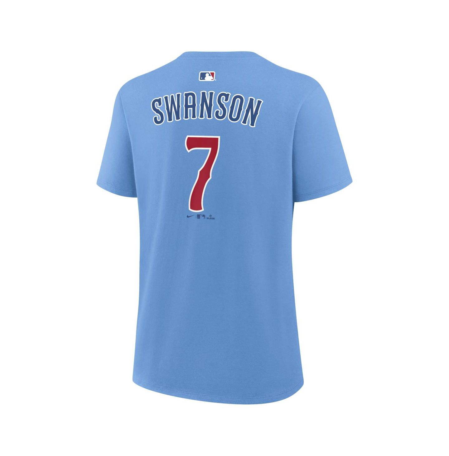 Женская футболка Nike Dansby Swanson Light Blue Chicago Cubs Name & Number — фото 3