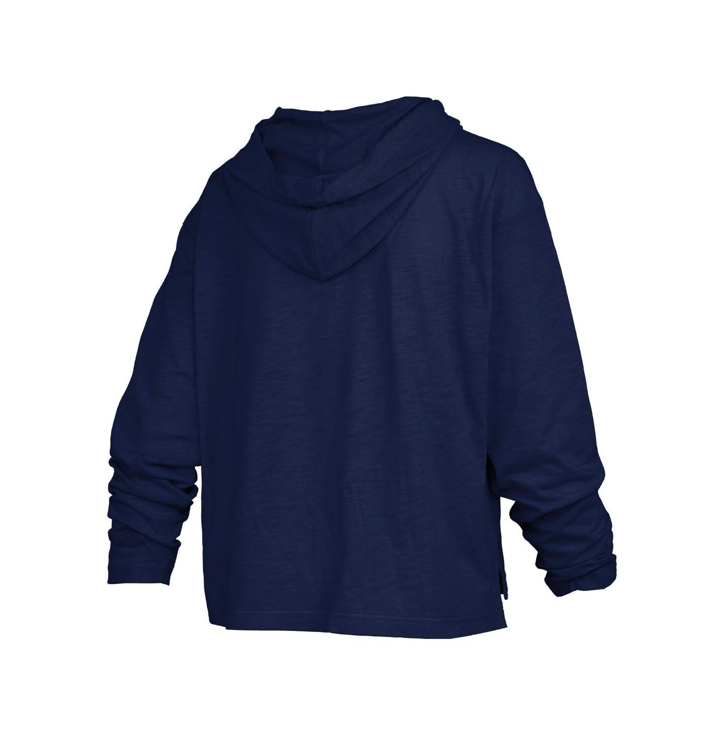Женская футболка Pressbox Navy Michigan Wolverines Nelson Arch Over Logo Long Sleeve Hooded Slub — фото 3