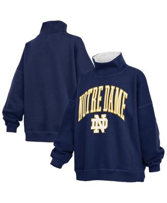 Women's Navy Notre Dame Fighting Irish Oversized Mock Neck Sweatshirt
