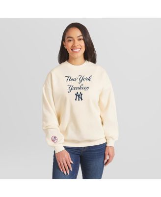 Women's Cream New York Yankees Heavyweight Crew Neck Sweatshirt