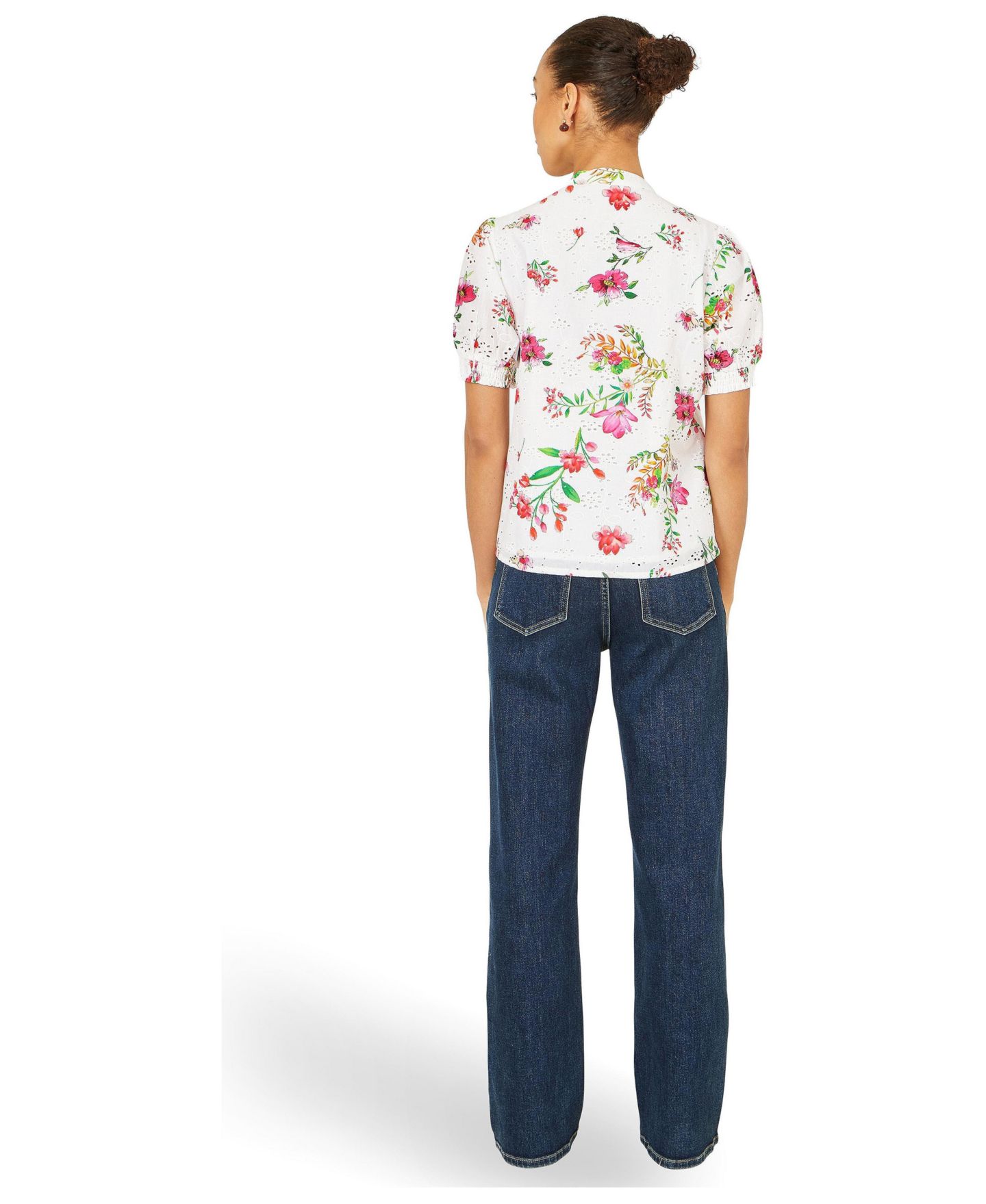 Женская рубашка Yumi Cotton Broderie Anglaise Floral, цвет: Белый — фото 2