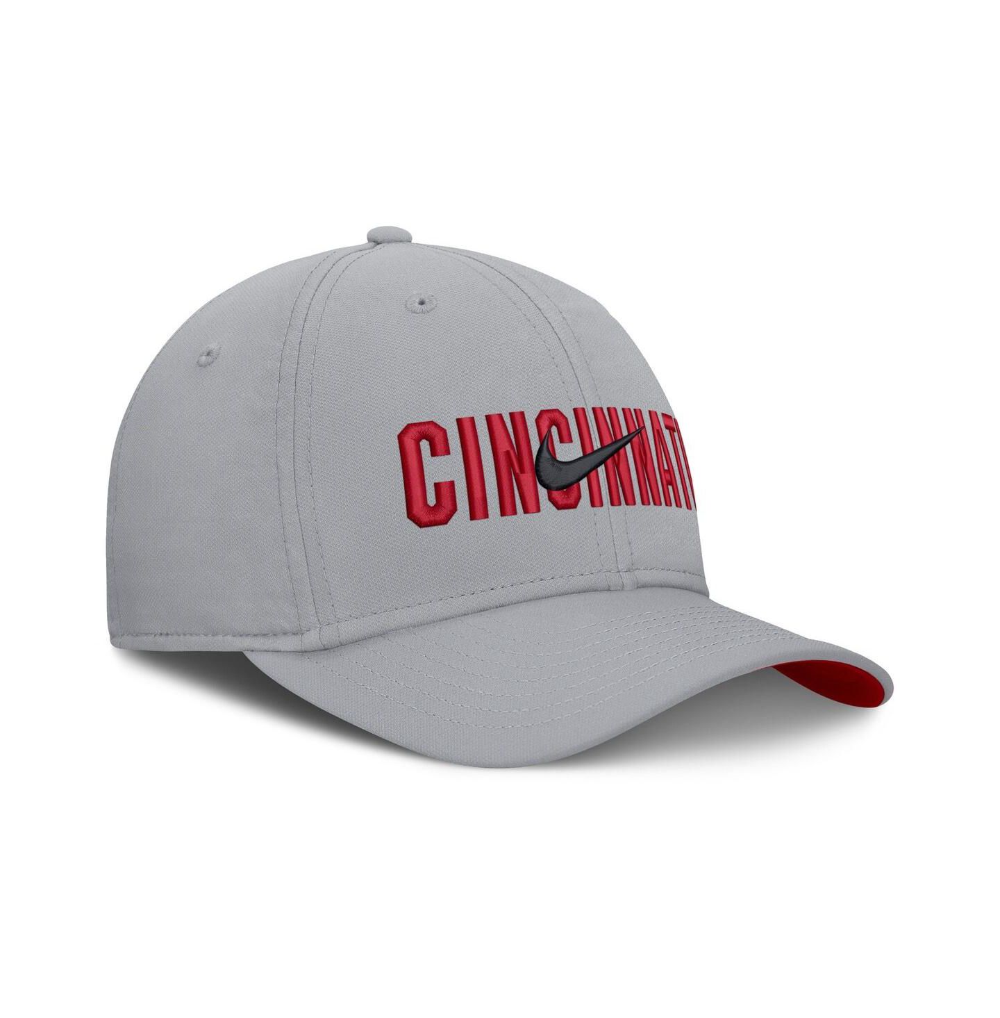Мужская кепка Nike Gray Cincinnati Reds Primetime Rise Dri-FIT Flex Hat — фото 3