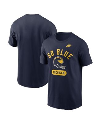 Men's Navy Michigan Wolverines Legacy Arch Helmet T-Shirt