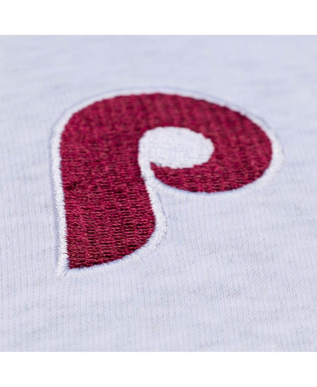 Mitchell & Ness Women's Heather Gray Philadelphia Phillies Script Cropped Boxy T-Shirt