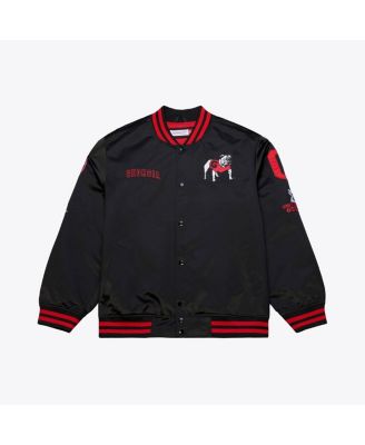 Men's Black Georgia Bulldogs Double Clutch Lightweight Satin Full-Snap Jacket