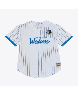 Men's White Minnesota Timberwolves Head Coach Pinstripe Mesh Full-Button Baseball Jersey