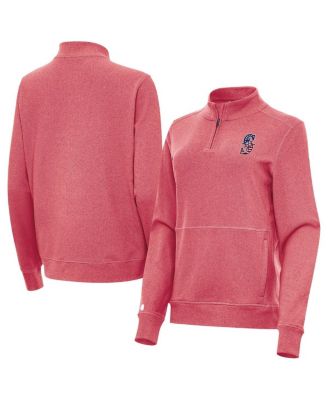 Women's Heather Red Seattle Mariners Crush Stars and Stripes Team Logo Quarter-Zip Pullover Sweatshirt