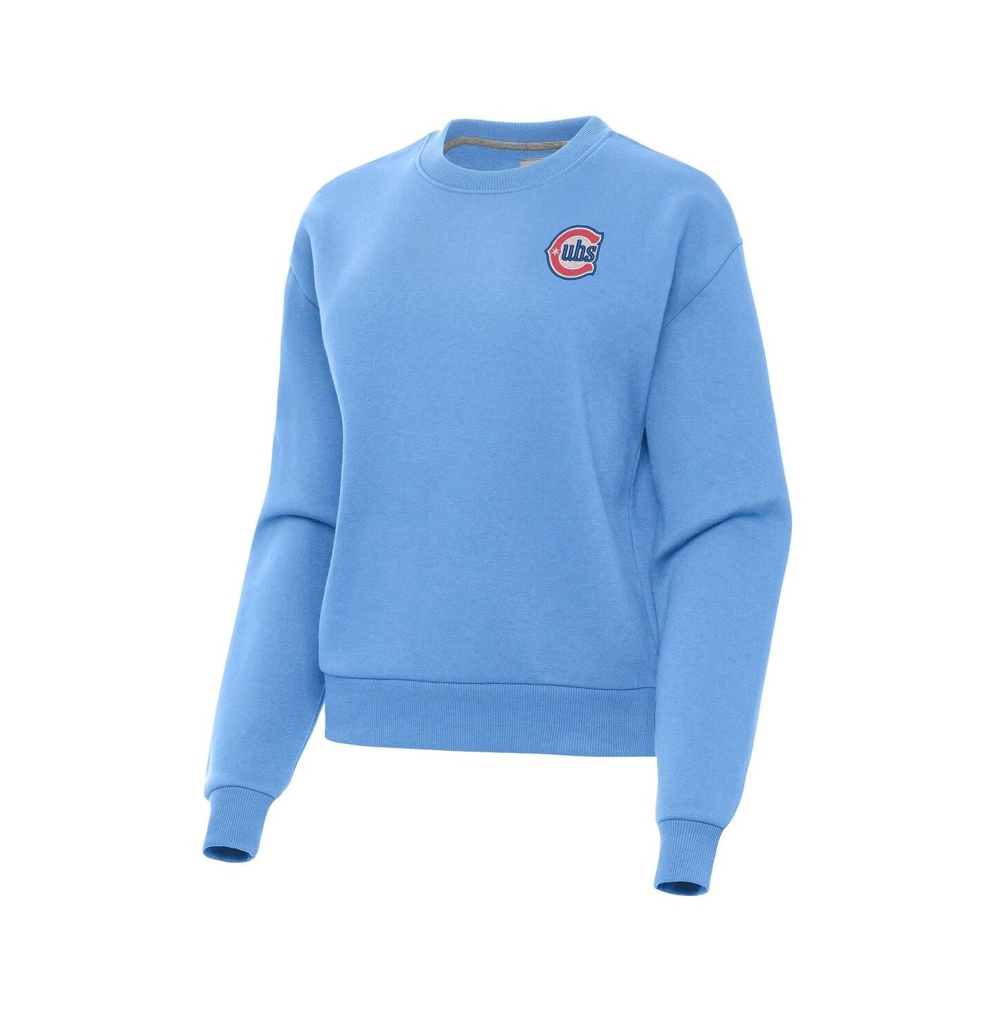 Женская толстовка Antigua Powder Blue Chicago Cubs Alternate Logo Victory Pullover — фото 2