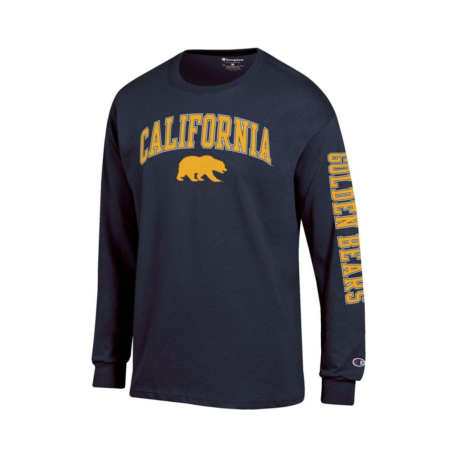 Мужская футболка Champion Navy Cal Bears Arch Over Logo 2-Hit Long Sleeve, цвет: Меланжевый серый — фото 4