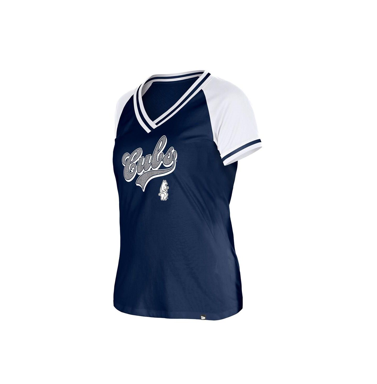 Женская футболка New Era Navy Chicago Cubs Gameday V-Neck — фото 2
