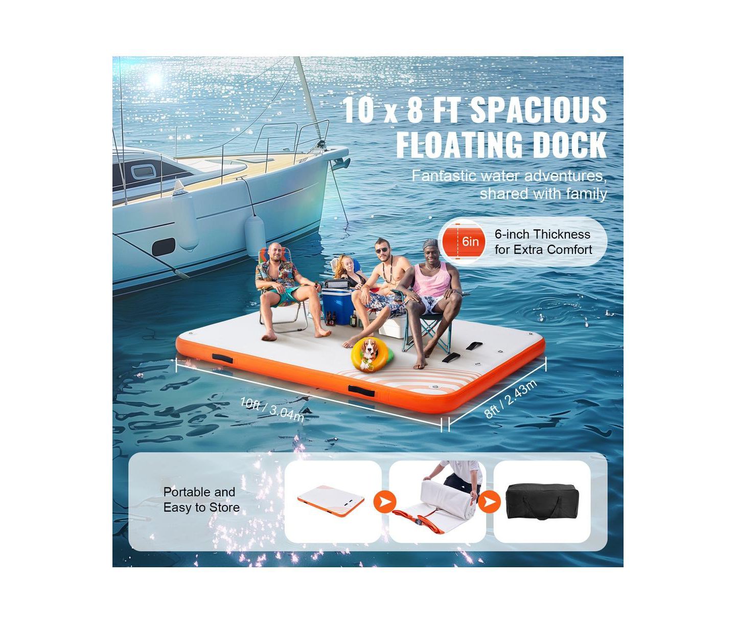 Детская игрушка SUGIFT 10x8 ft Inflatable Floating Non-Slip PVC Dock, Ages 14+, цвет: Белый — фото 10