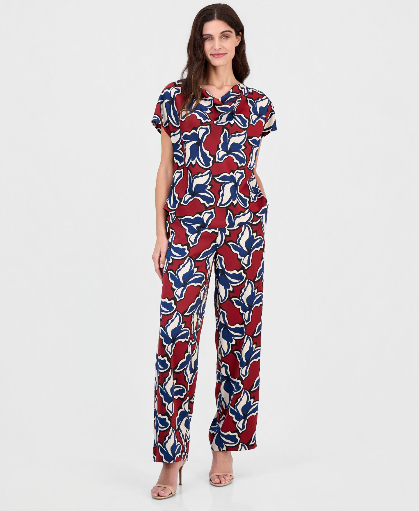 Женские брюки Anne Klein Printed Pull-On Wide-Leg, цвет: Ржавый разноцветный — фото 2