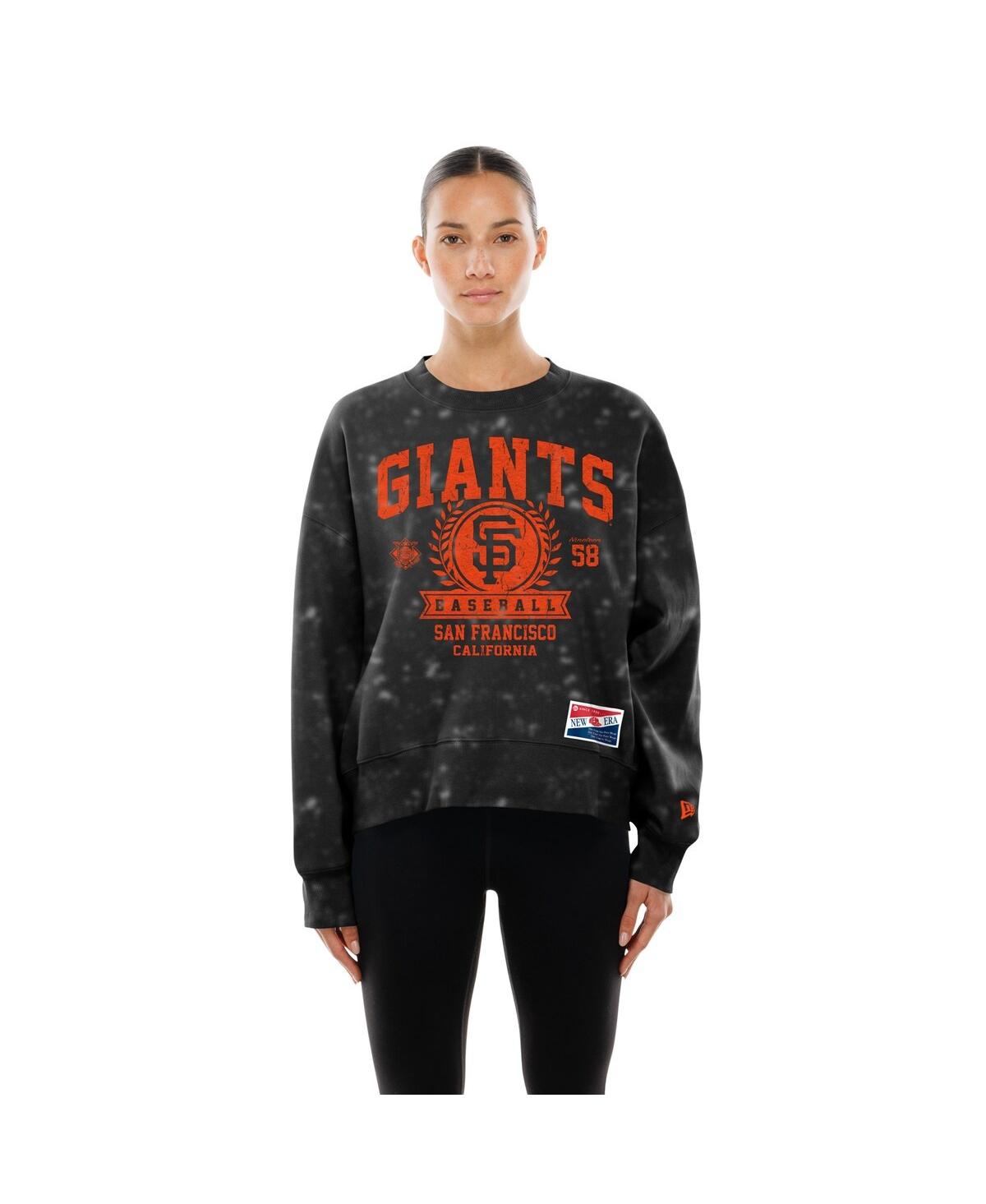 New Era Women's Black San Francisco Giants Throwback Oversized Boxy Sweatshirt