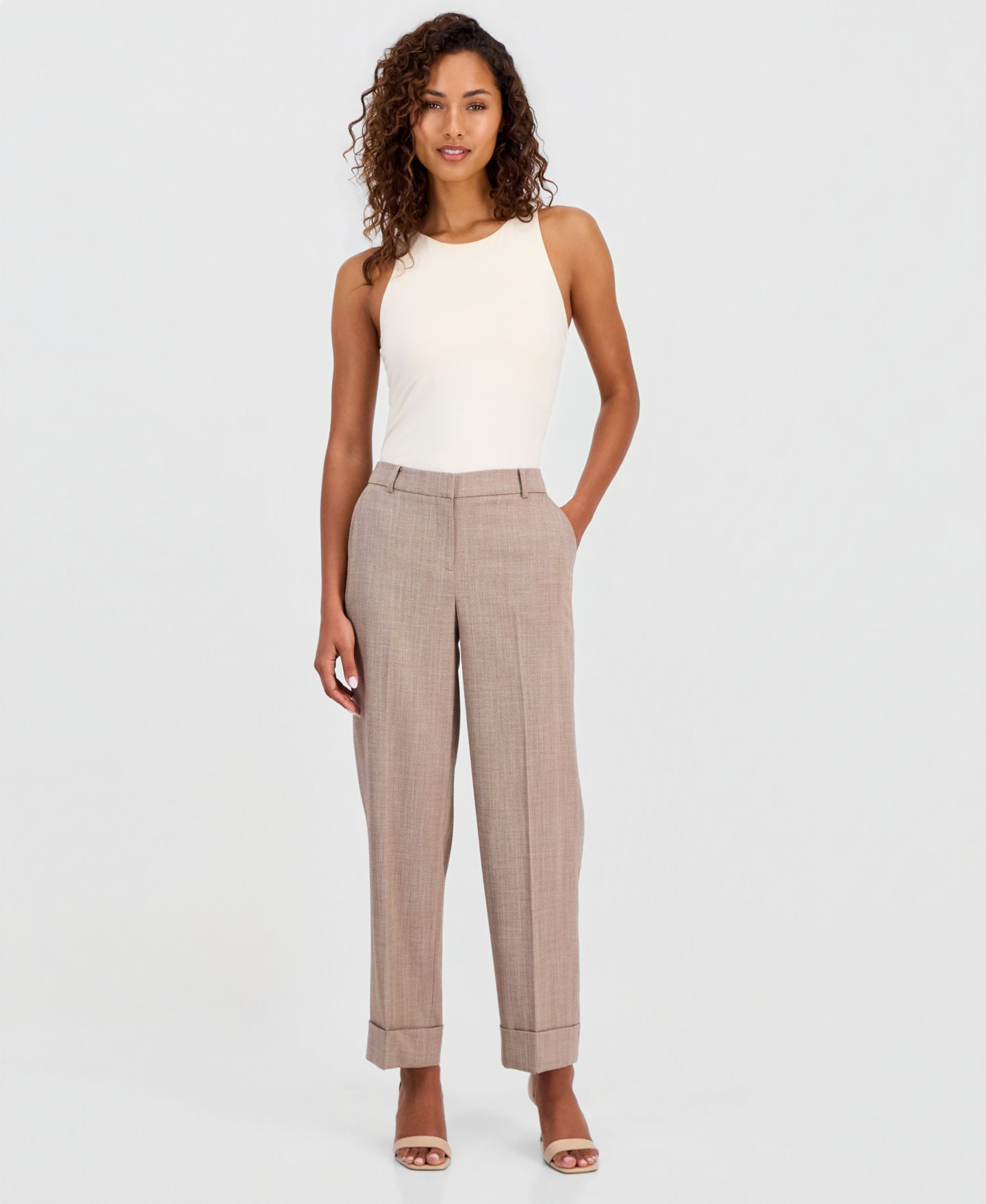 Женские брюки Anne Klein High Rise Cuffed Straight-Leg, цвет: Ржавый разноцветный — фото 2