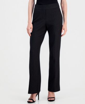 Women's Pinstriped Mid Rise Pull-On Pants