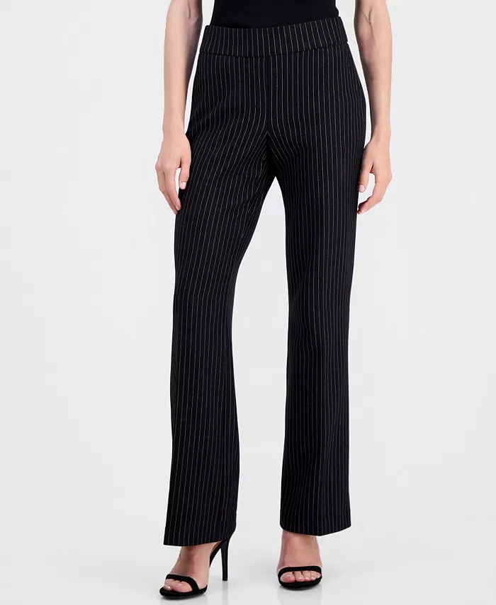 Women's Pinstriped Mid Rise Pull-On Pants