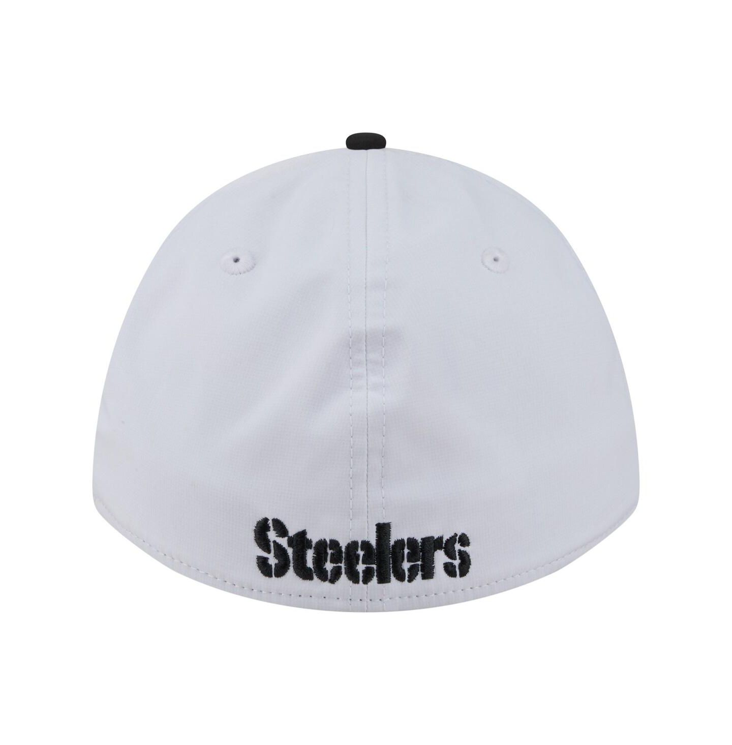 Мужская кепка New Era White/Black Pittsburgh Steelers Patch 39THIRTY A-Frame M-Crown Perforated Flex Hat — фото 4