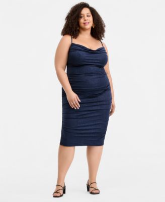 Trendy Plus Size Ruched Bodycon Midi Dress