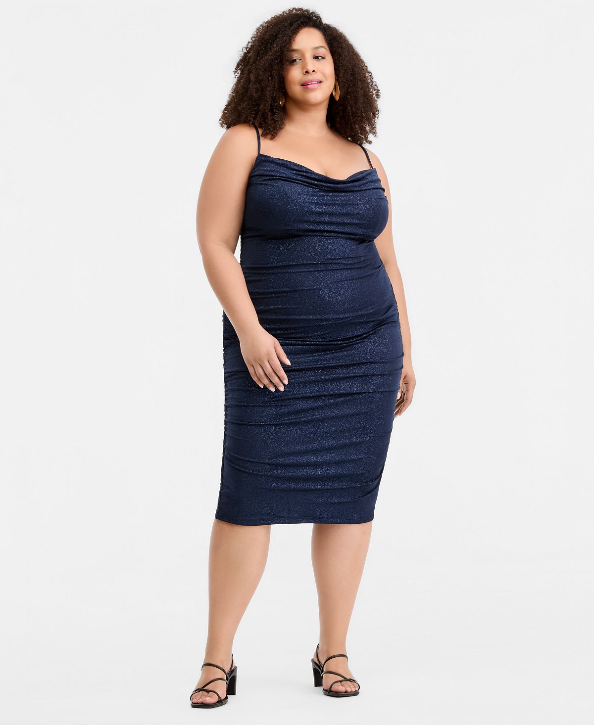 Emerald Sundae Trendy Plus Size Ruched Bodycon Midi Dress view 1 — MAYCSS fashion products
