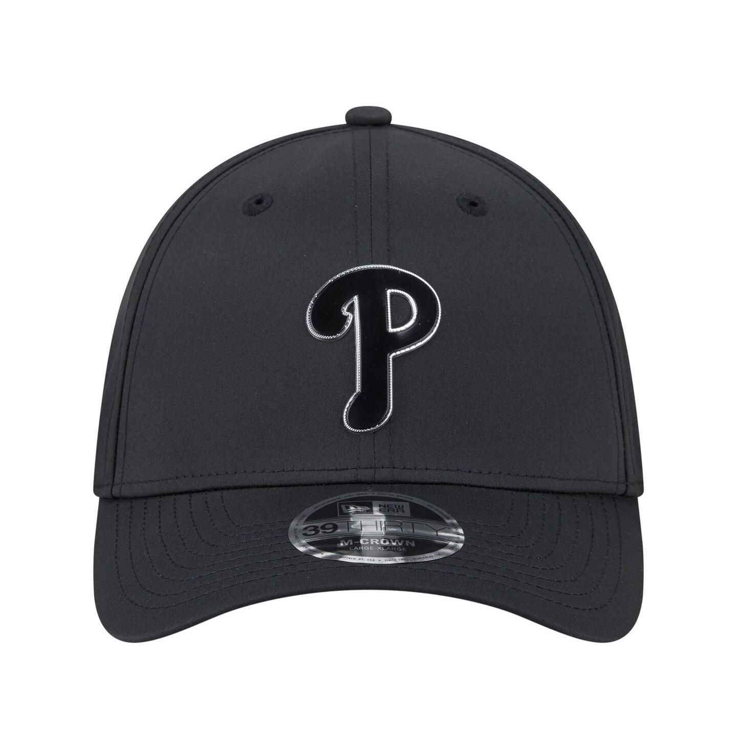 Мужская кепка New Era Black Philadelphia Phillies Metallic 39THIRTY M-Crown Flex Hat — фото 2
