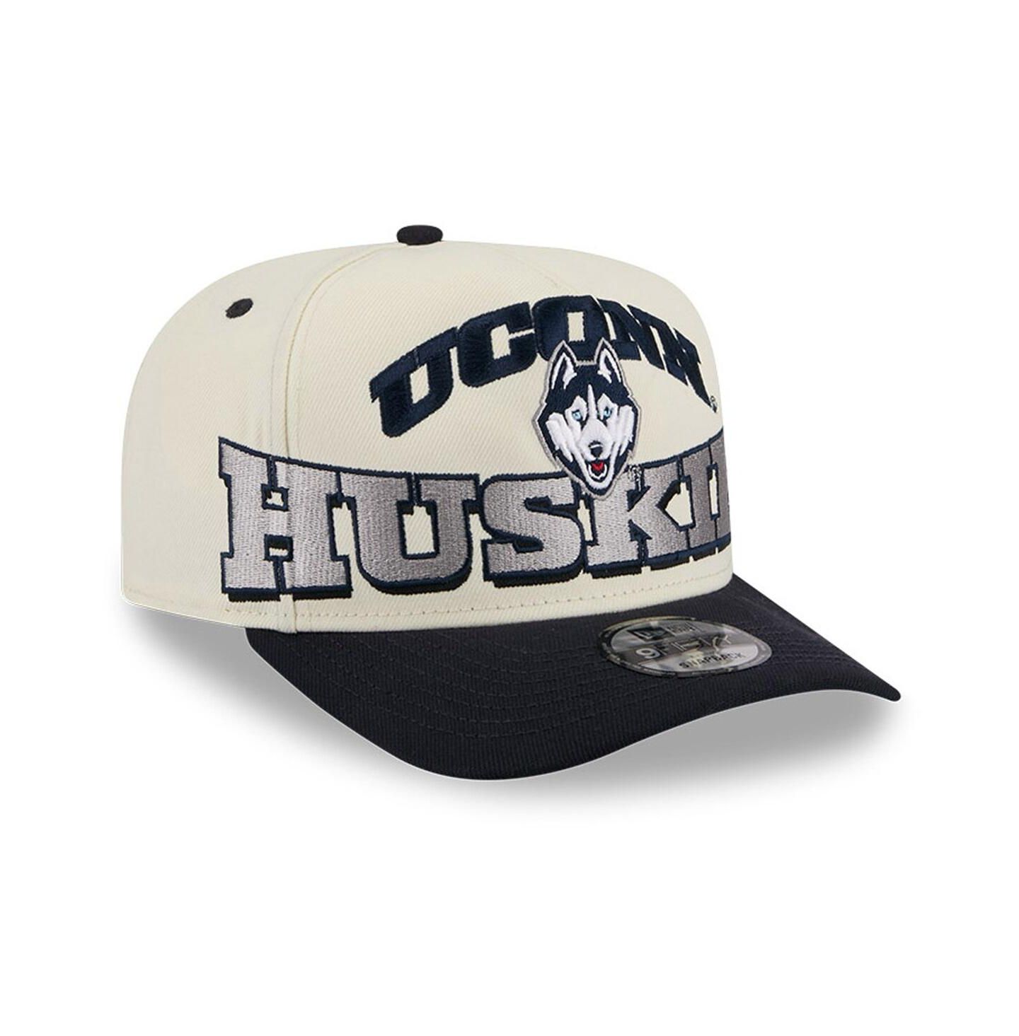 Мужская кепка New Era Cream/Navy UConn Huskies March Madness Historic Collection 9FIFTY A-Frame Snapback Hat — фото 3