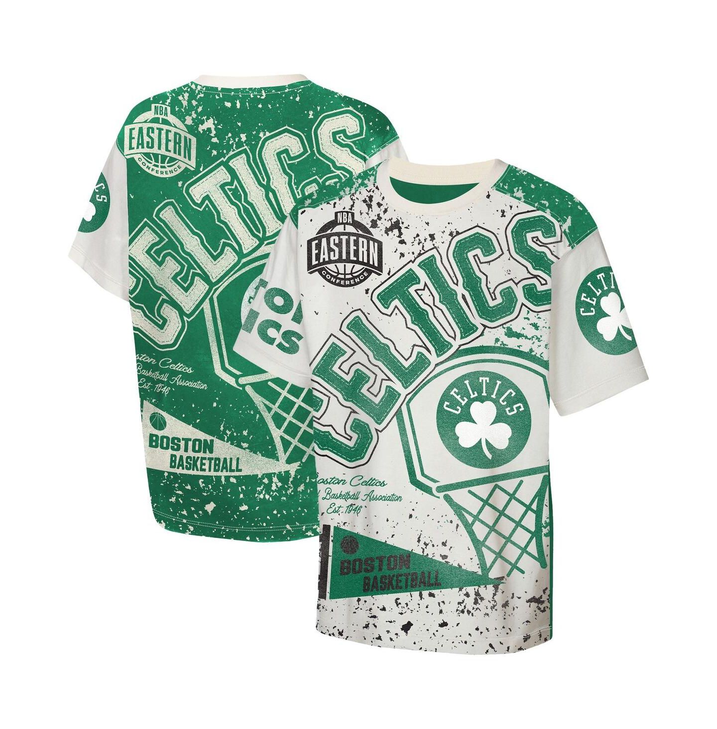 Детская футболка Outerstuff Cream Boston Celtics Top Player All-Over-Print — фото 1