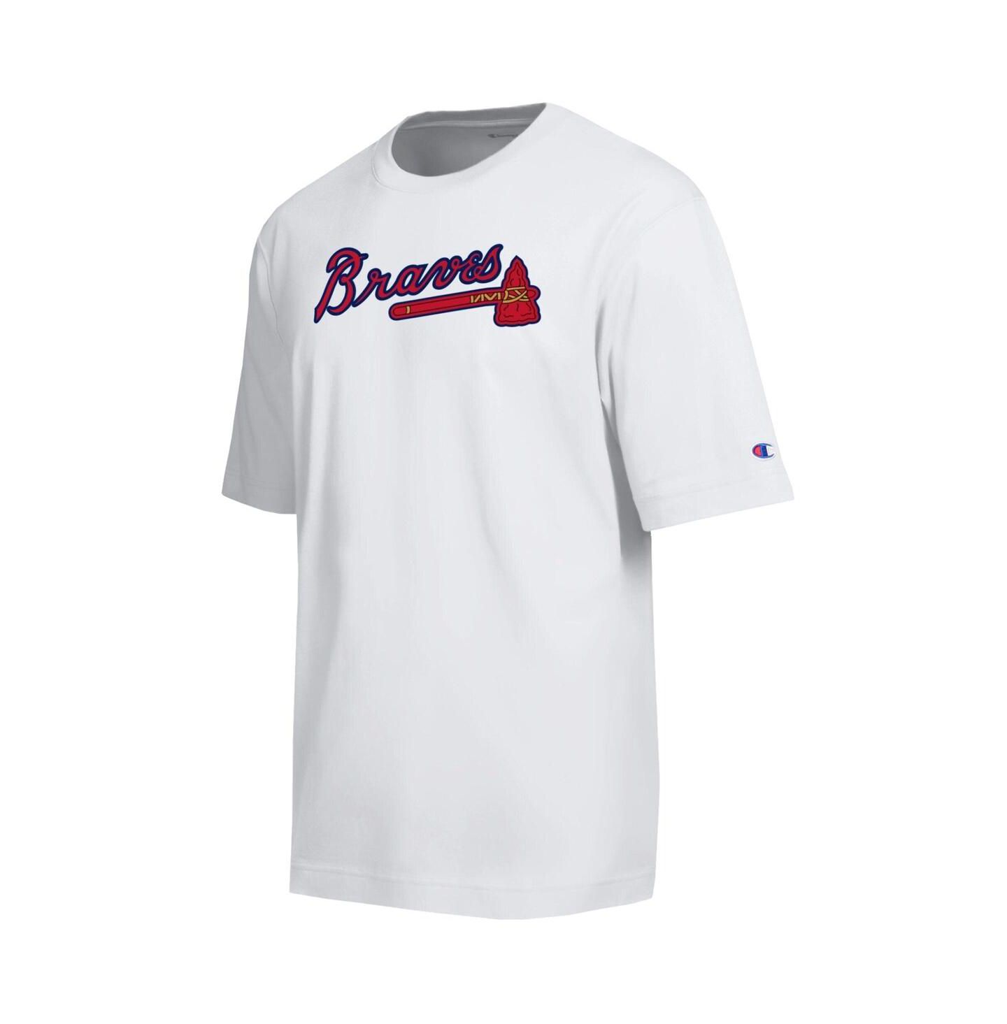 Мужская футболка Champion White Atlanta Braves All Star Arched Chenille Wordmark — фото 2