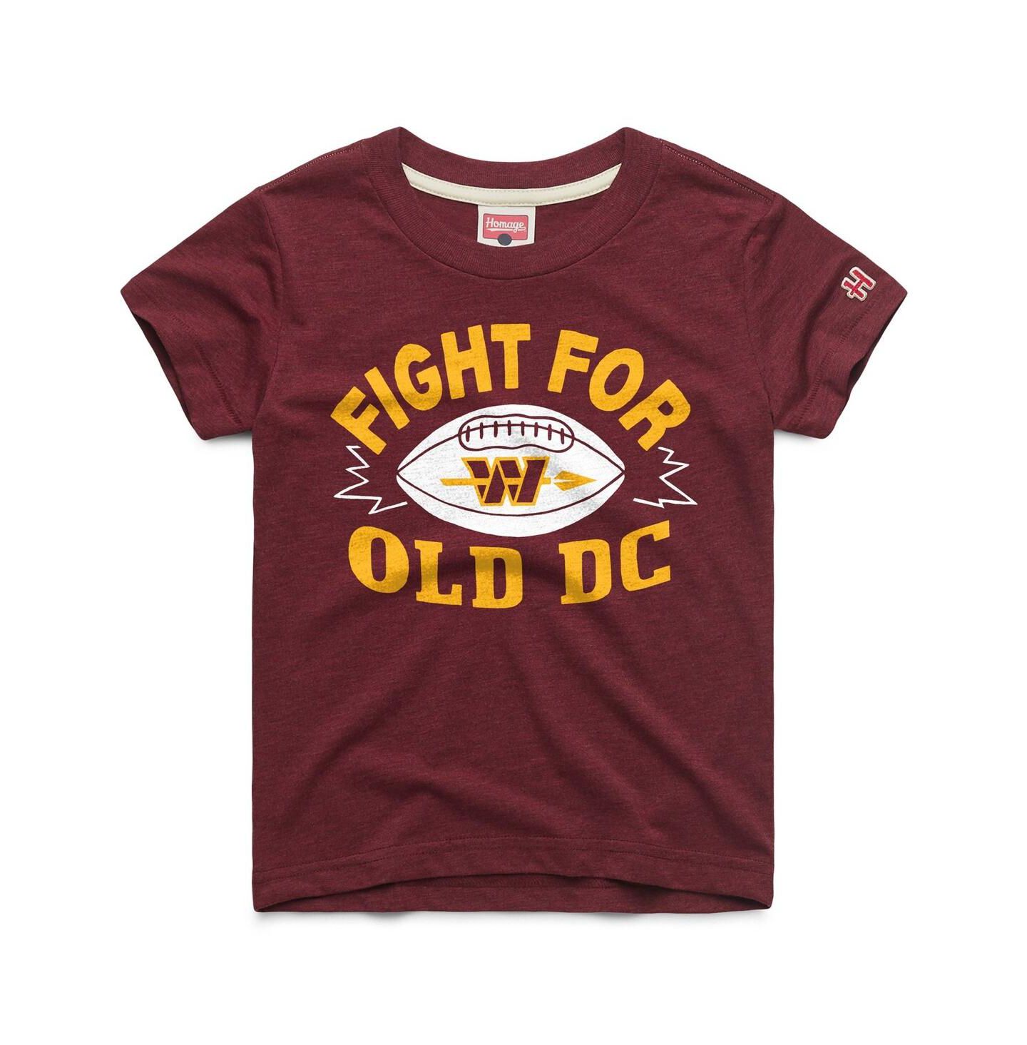 Детская футболка Homage Burgundy Washington Commanders Fight For Old DC Logo Tri-Blend — фото 1