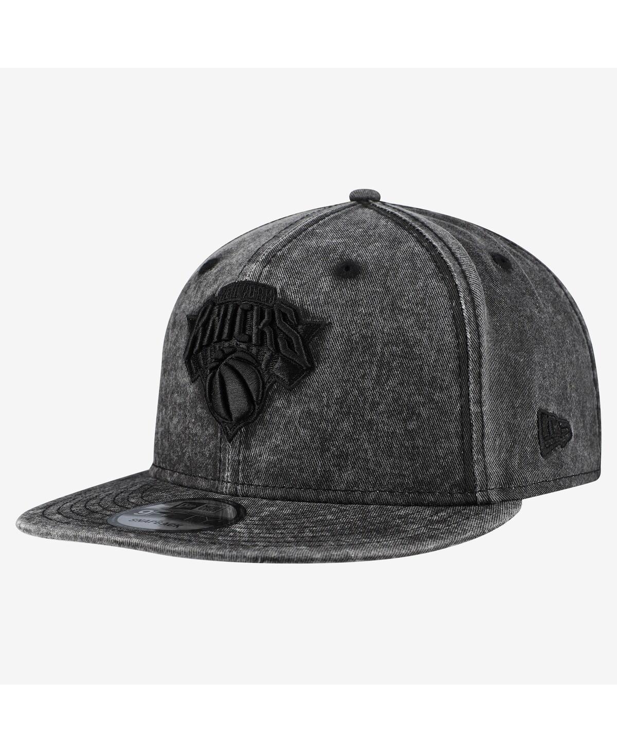 New Era Men's Black New York Knicks Washed Tonal 9FIFTY Snapback Hat
