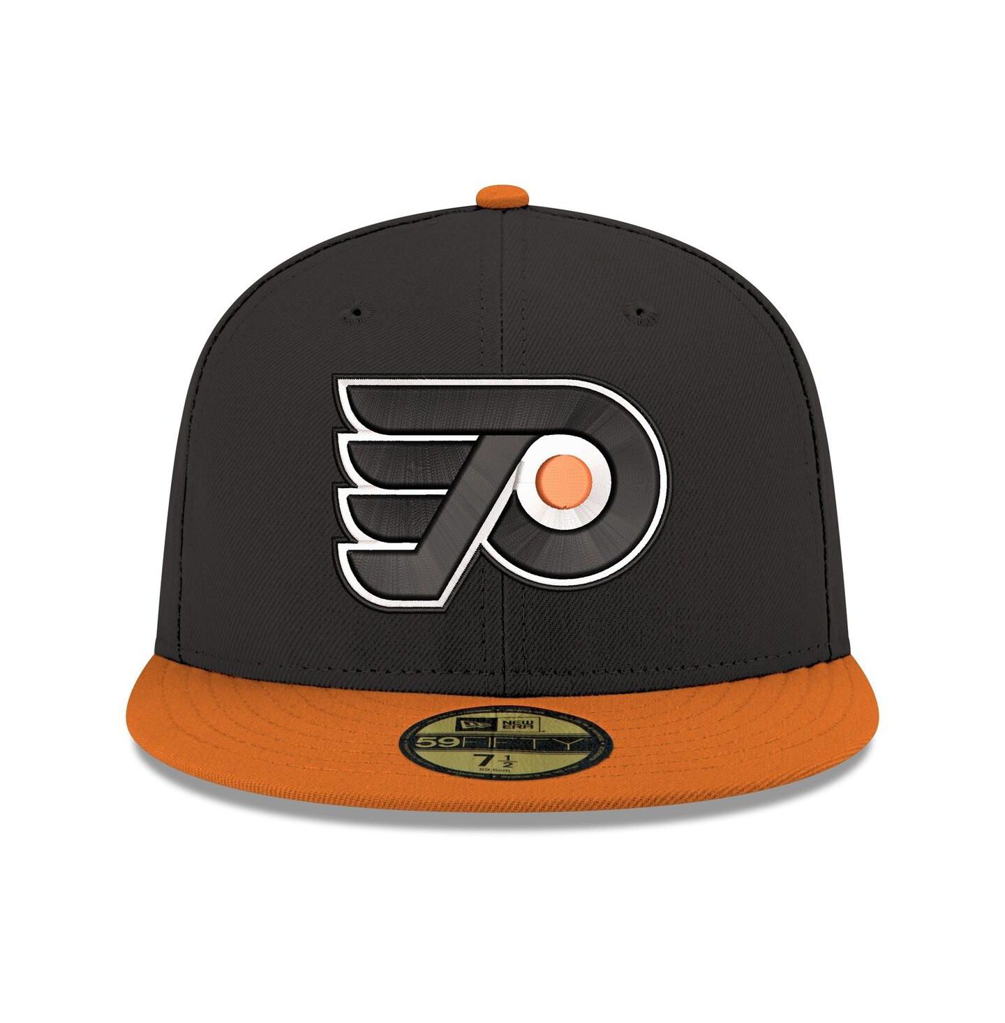 Мужская кепка New Era Black Philadelphia Flyers Core Logo Two-Tone 59FIFTY Fitted Hat — фото 2