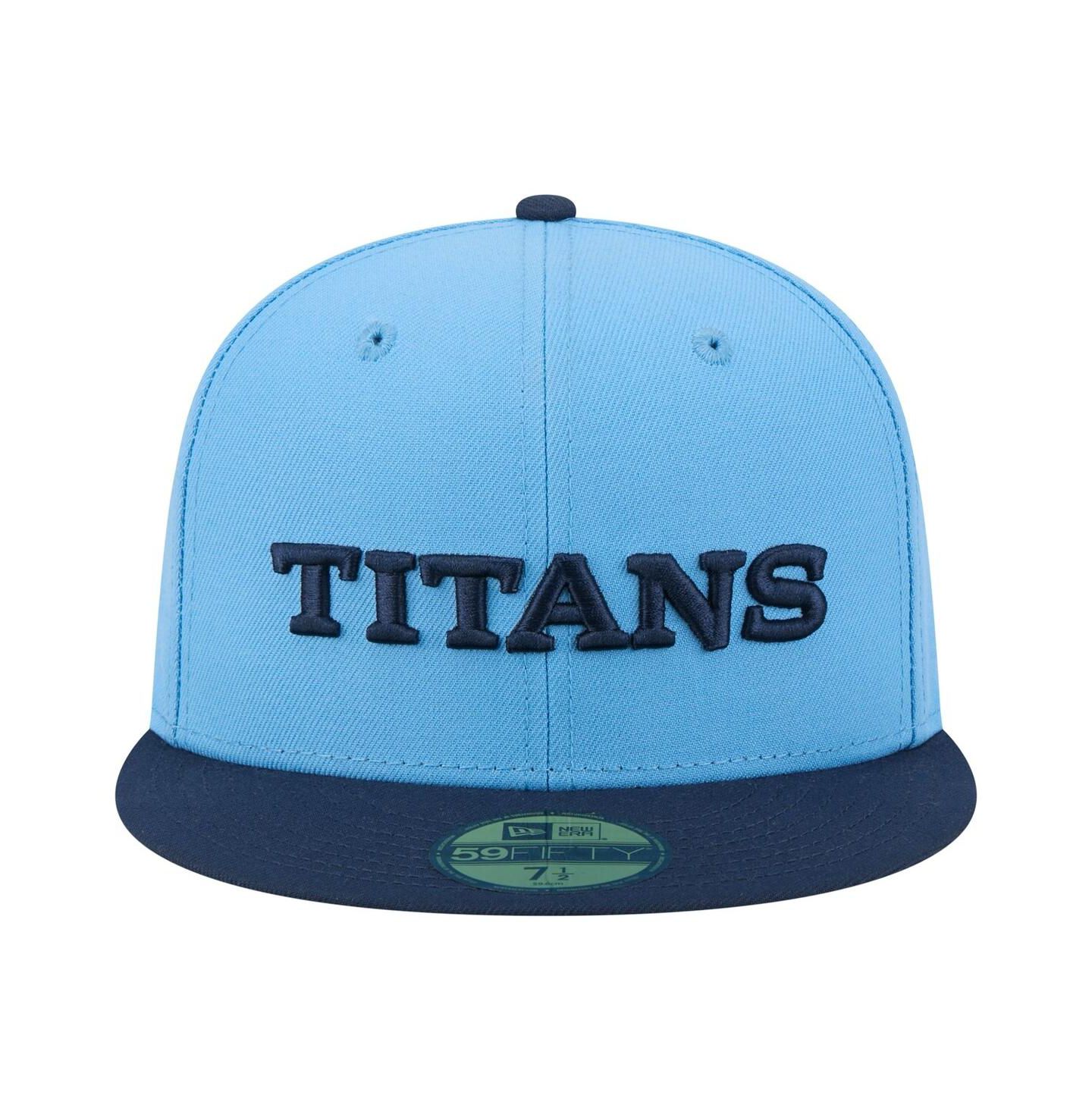 Мужская кепка New Era Light Blue/Navy Tennessee Titans Wordmark 59FIFTY Fitted Hat — фото 2